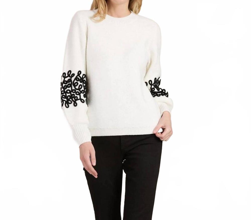 NEW TYLER BOE soutache trim sleeve sweater in ivory